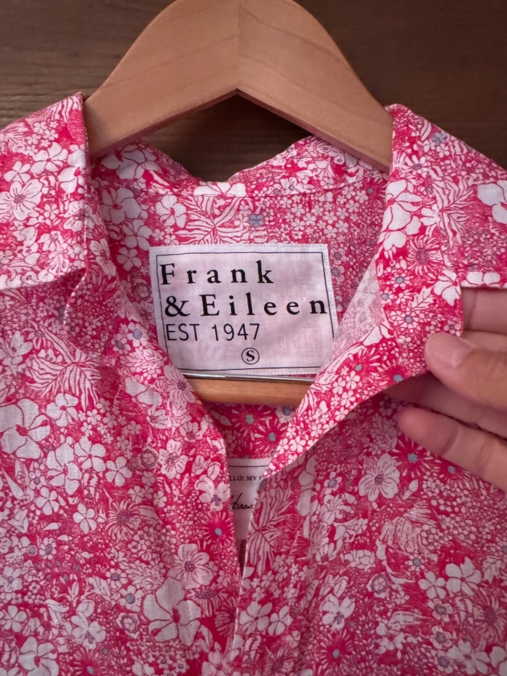 Frank & Eileen Hunter 100% Linen Shirtdress Pink Floral Size S NWOT - Picture 5 of 6